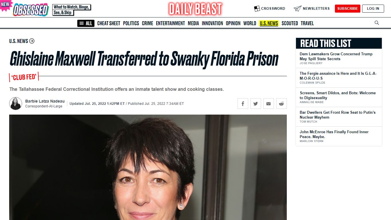 Ghislaine Maxwell Transferred to Swanky Florida Prison - The Daily Beast